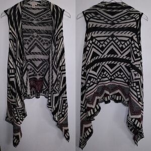 Aztec Print Cascading Sweater Vest Sz M-L